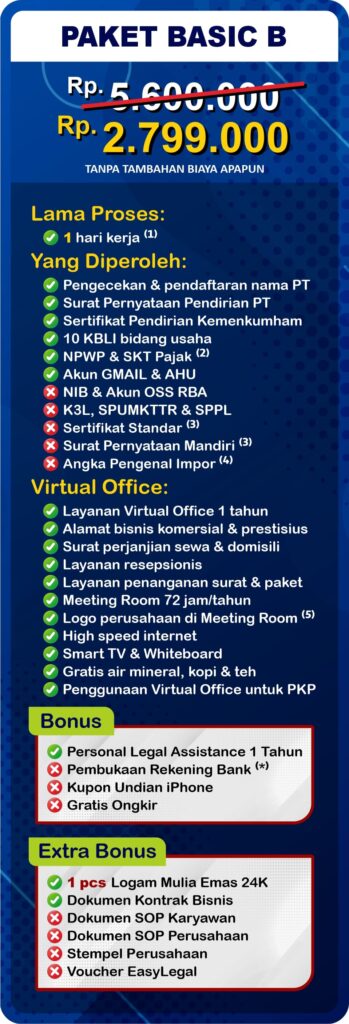 Easyoffice pendirian pt perorangan + virtual office