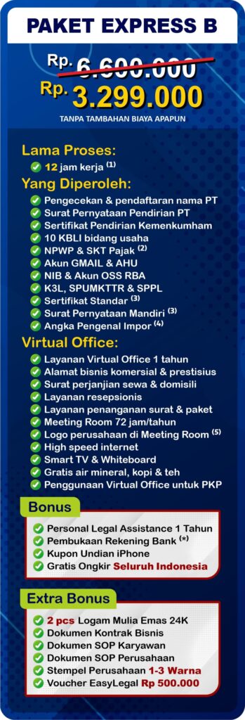 Easyoffice pendirian pt perorangan + virtual office